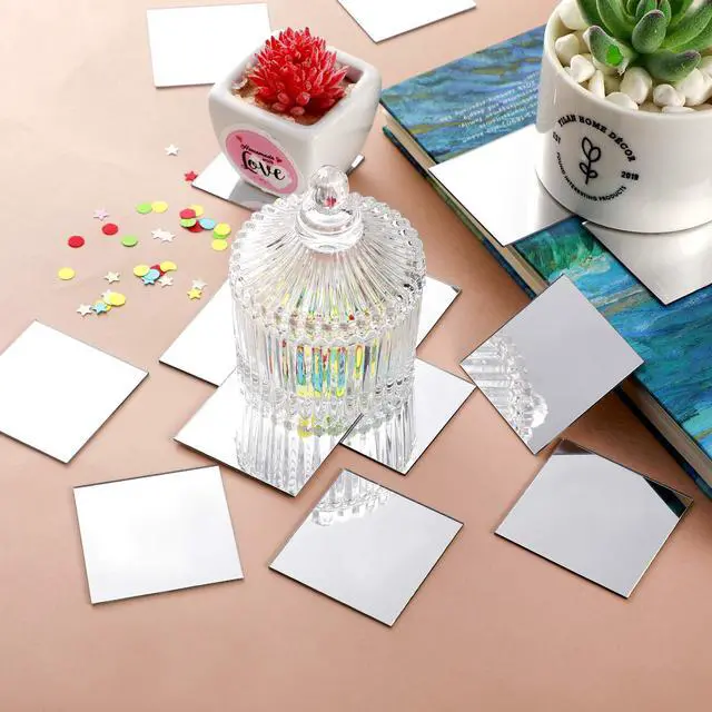 Alt view image 7 of 7 - 25 Pcs Mini Size Acrylic Square Mirror Adhesive Small Square Mirror Tiles for Crafts and DIY Projects Supplies (2 Inches)