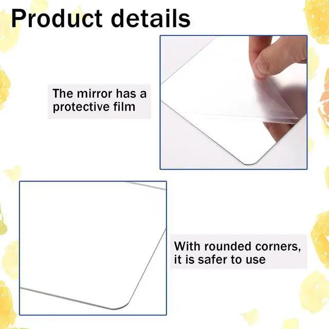 Alt view image 3 of 7 - 10 Pcs Shatterproof Mirror for Kids Back to School Small Science Mirrors Acrylic Safety Sheets Non Glass for Science Class Preschool Classroom Home(Rectangle,Transparent)