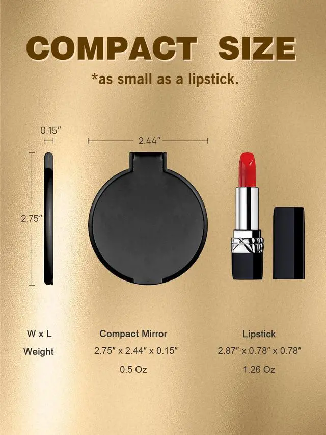 Alt view image 2 of 7 - 4 Pack Compact Mirrors Bulk for Party Favors Purse Travel, Black