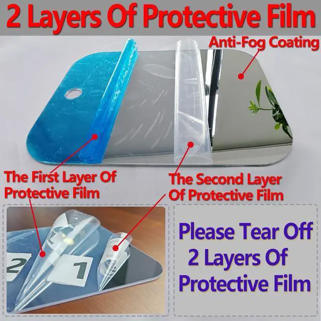 Alt view image 2 of 7 - Shower Mirror Fogless for Shaving, Medium 8 x 6 inch Mirror for Wall Hanging, Frameless Portable Travel Camping Mirrors Shatterproof Handheld Locker Shave Mirrors Makeup Plastic Anti Fog Free Bathroom