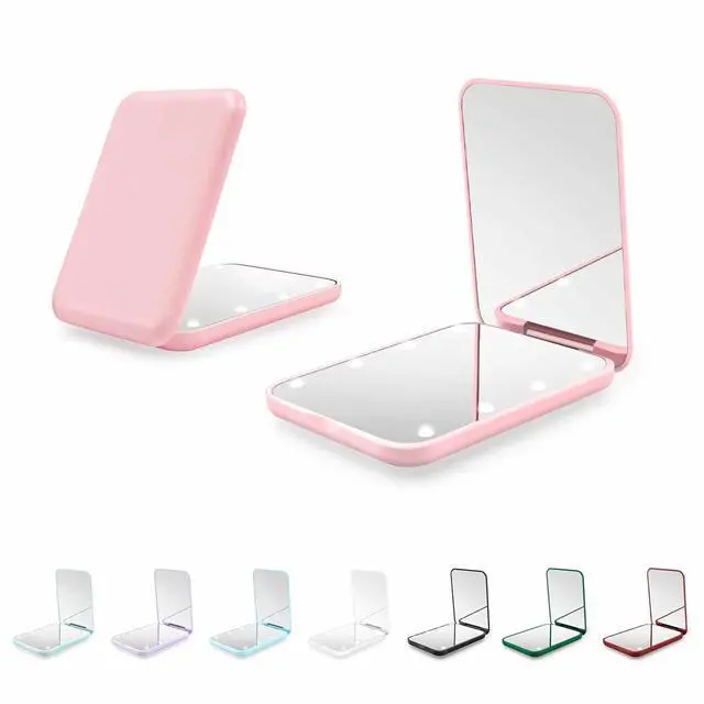 Main image of Compact Mirror, 1X/3X Magnification LED Pocket Mirror with Nternal BIattery, Mini Mirror for Purse, Pocket,Travel and Present (Pink)