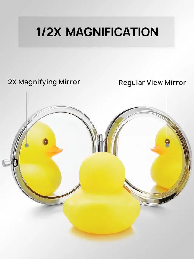 Alt view image 3 of 7 - Compact Mirror, 1x/2x Magnification Pocket Mirror, Silver