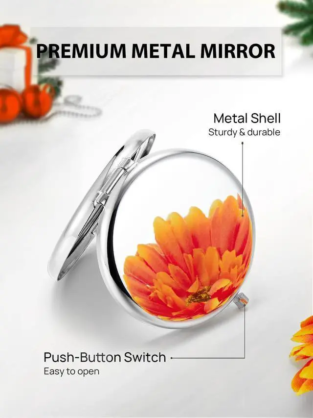 Alt view image 4 of 7 - Compact Mirror, 1x/2x Magnification Pocket Mirror, Silver