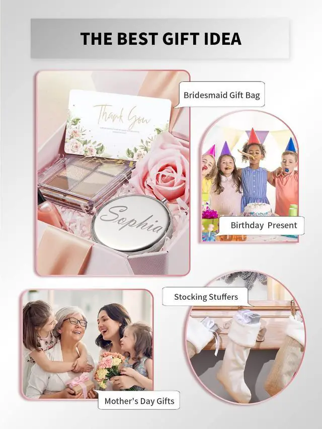 Alt view image 7 of 7 - Compact Mirror, 1x/2x Magnification Pocket Mirror, Silver
