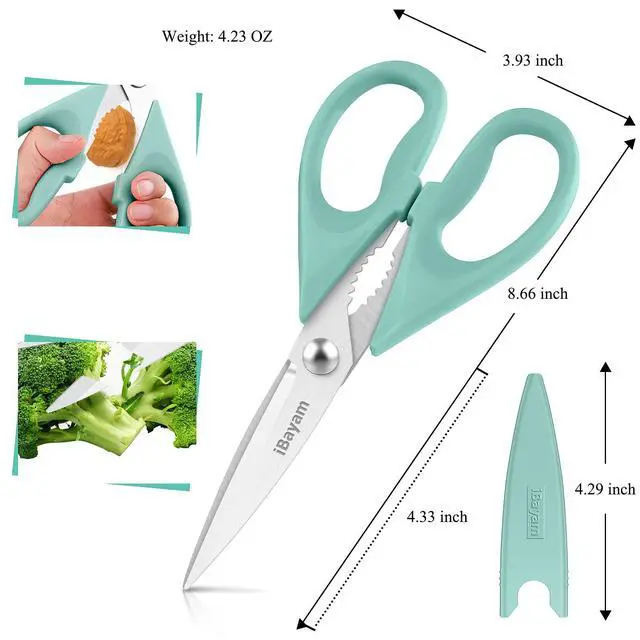 Alt view image 3 of 7 - 2 Pack All Purpose Kitchen Scissors Shears Heavy Duty, Blade Covers
