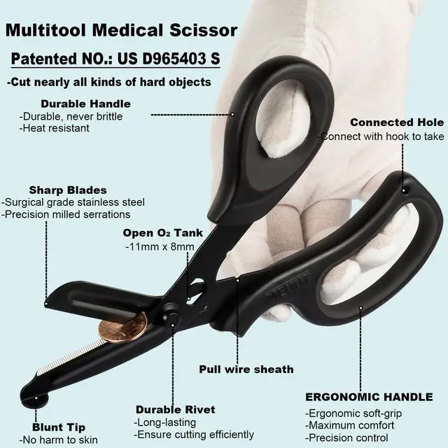 Alt view image 4 of 7 - Medical Scissors 2-Pack Trauma Shears for Nurses All Purpose Scissors