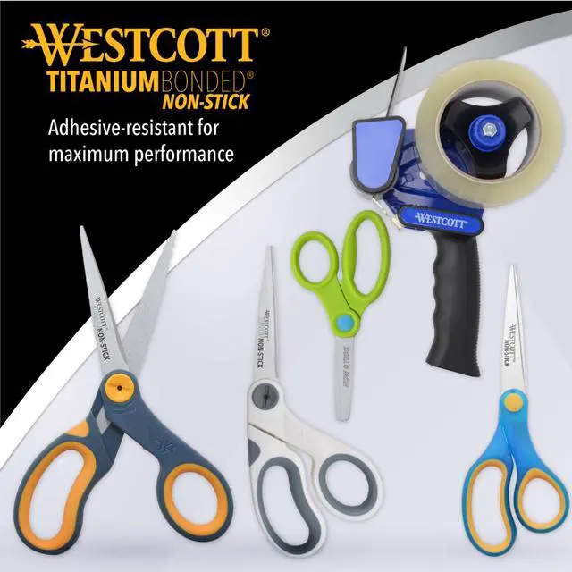 Alt view image 5 of 7 - 5-Inch Non-Stick Titanium Scissors For Office and Home - Glide Adjust Technology - Grey/Yellow Craft, Fabric Scissors - 1 Pack