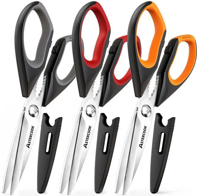 Main image of Kitchen Scissors 3 Pack, Heavy Duty All Purpose Kitchen Shears for Food and Packaging, Stainless Steel Food Scissors for Meat, Poultry, Herbs and Vegetables, Dishwasher Safe
