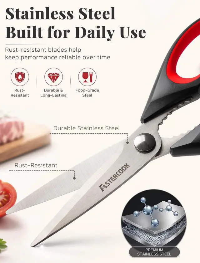 Alt view image 3 of 7 - Kitchen Scissors 3 Pack, Heavy Duty All Purpose Kitchen Shears for Food and Packaging, Stainless Steel Food Scissors for Meat, Poultry, Herbs and Vegetables, Dishwasher Safe