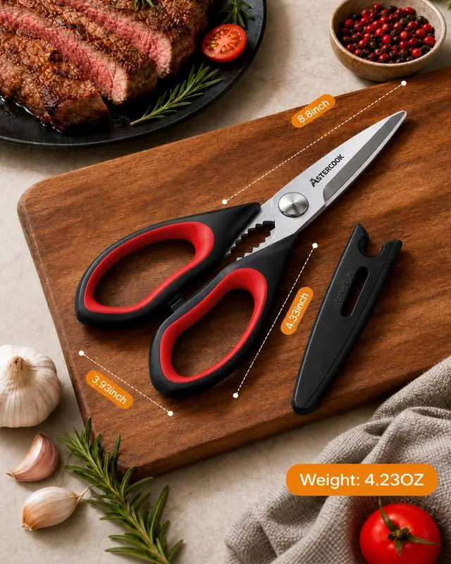 Alt view image 4 of 7 - Kitchen Scissors 3 Pack, Heavy Duty All Purpose Kitchen Shears for Food and Packaging, Stainless Steel Food Scissors for Meat, Poultry, Herbs and Vegetables, Dishwasher Safe