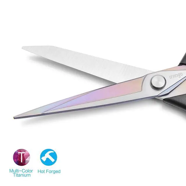 Alt view image 3 of 6 - Premium Tailor Scissors Heavy Duty Multi-Purpose Titanium Coating Forged Stainless Steel Sewing Fabric Leather Dressmaking Comfort Grip Shears Professional Crafting (9.5 INCH)