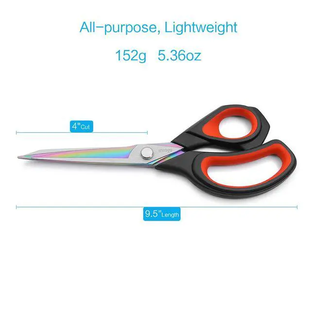 Alt view image 2 of 6 - Premium Tailor Scissors Heavy Duty Multi-Purpose Titanium Coating Forged Stainless Steel Sewing Fabric Leather Dressmaking Comfort Grip Shears Professional Crafting (9.5 INCH)