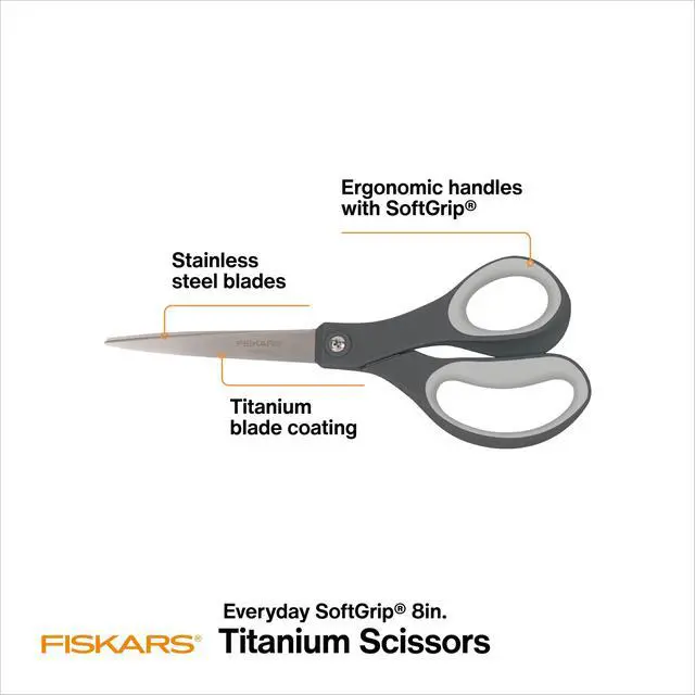 Alt view image 2 of 7 - 8" Everyday Titanium SoftGrip All Purpose Scissors, 2-Pack