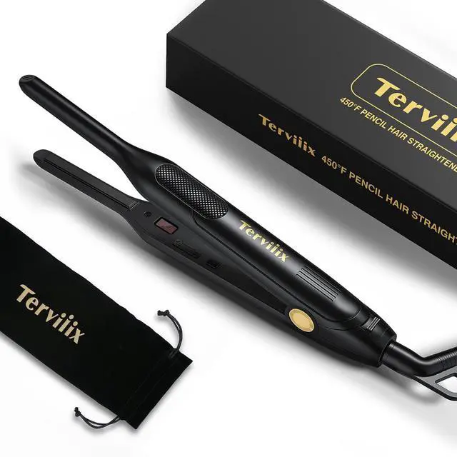 Main image of Pencil Flat Iron for Edges & Short Hair, 3/10 Inch Small Hair Straightener for Men, Ceramic Mini Flat Iron for Pixie & Beard, 15s Fast Heat up, Dual Voltage, Auto Shut Off