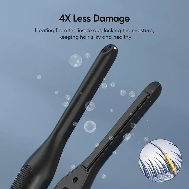 Alt view image 2 of 6 - Pencil Flat Iron for Edges & Short Hair, 3/10 Inch Small Hair Straightener for Men, Ceramic Mini Flat Iron for Pixie & Beard, 15s Fast Heat up, Dual Voltage, Auto Shut Off