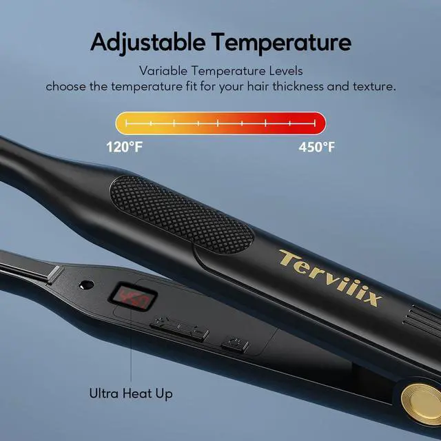 Alt view image 3 of 6 - Pencil Flat Iron for Edges & Short Hair, 3/10 Inch Small Hair Straightener for Men, Ceramic Mini Flat Iron for Pixie & Beard, 15s Fast Heat up, Dual Voltage, Auto Shut Off