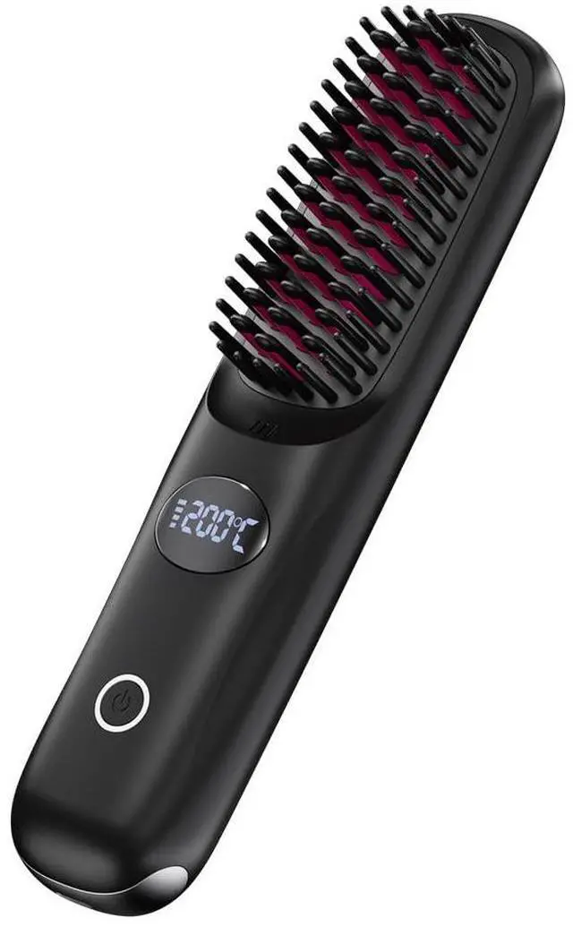 Main image of Cordless Hair Straightener Brush for Travel Portable Hair Straightener Comb with Negative Ion Mini hot Brush for Women, on-The-go Rechargeable with LED Display Anti-Scald Protection