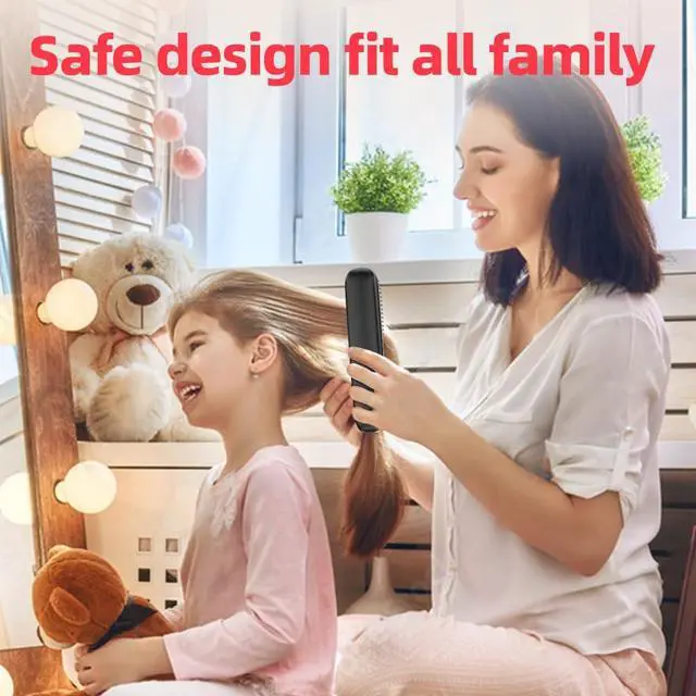 Alt view image 7 of 7 - Cordless Hair Straightener Brush for Travel Portable Hair Straightener Comb with Negative Ion Mini hot Brush for Women, on-The-go Rechargeable with LED Display Anti-Scald Protection