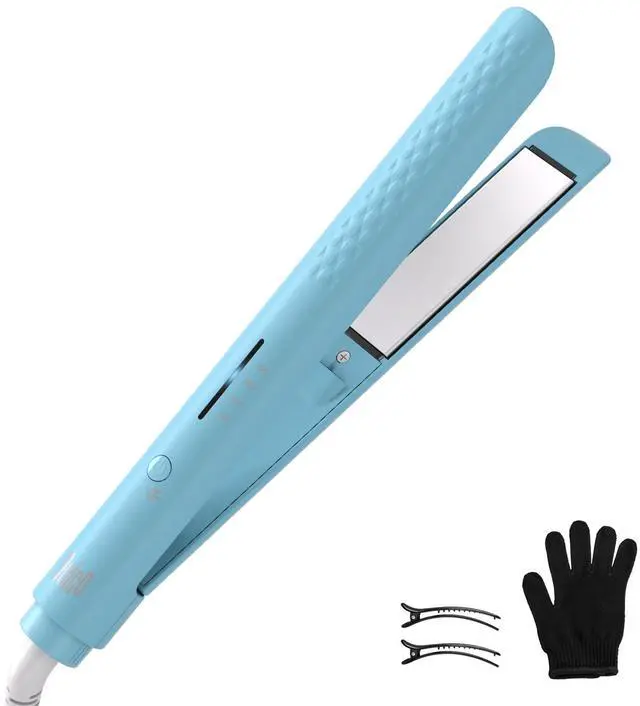 Main image of Hair Straightener, 110-240V Global Travel Hair Straighteners for Women, 15s Fast Heating, Ceramic Negative Ion Flat Iron, Temp Memory, 320-450, Auto-Off, with Glove and Clips, Gift, Blue