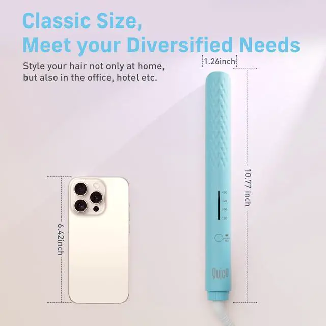 Alt view image 7 of 7 - Hair Straightener, 110-240V Global Travel Hair Straighteners for Women, 15s Fast Heating, Ceramic Negative Ion Flat Iron, Temp Memory, 320-450, Auto-Off, with Glove and Clips, Gift, Blue