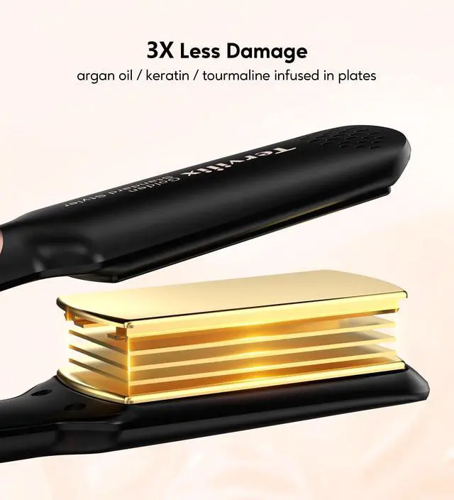Alt view image 2 of 6 - Flat Iron Hair Straightener - Ceramic & Tourmaline for Smooth, One-Swipe Results, Salon-Grade Wide 1-3/4 Inch Straightening Iron Gently Straightens Thick, Curly, Black & Natural Hair
