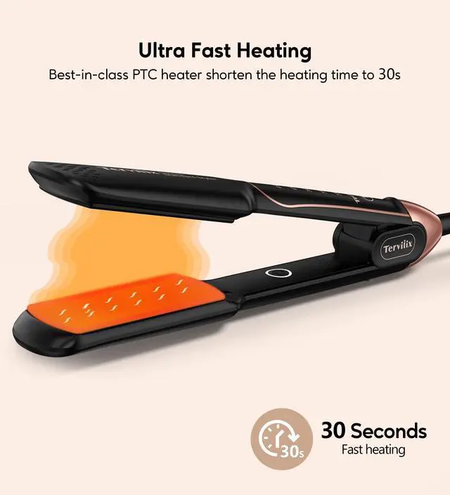 Alt view image 5 of 6 - Flat Iron Hair Straightener - Ceramic & Tourmaline for Smooth, One-Swipe Results, Salon-Grade Wide 1-3/4 Inch Straightening Iron Gently Straightens Thick, Curly, Black & Natural Hair