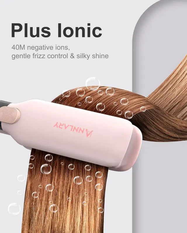 Alt view image 2 of 7 - Hair Straightener, 1.75 Inch Flat Iron with Infrared and Ionic Technology, Titanium Plate with Ceramic Coating Dual Voltage Straightener with Heat-Resistant Silicone for All Hair Types