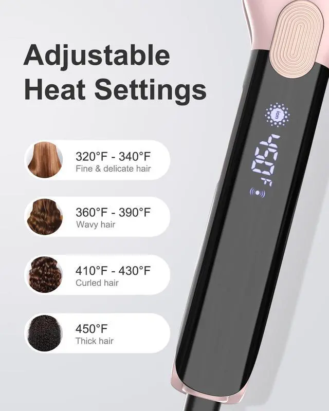 Alt view image 7 of 7 - Hair Straightener, 1.75 Inch Flat Iron with Infrared and Ionic Technology, Titanium Plate with Ceramic Coating Dual Voltage Straightener with Heat-Resistant Silicone for All Hair Types