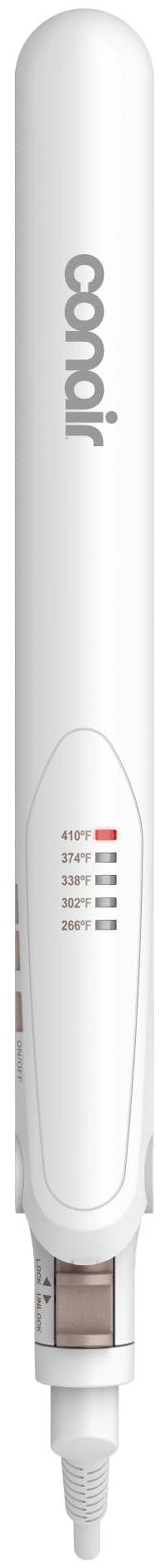 Main image of Double Ceramic Flat Iron, 1-Inch Flat Iron Hair Straightener, Five Heat Settings, Extra Long Floating Plates, White