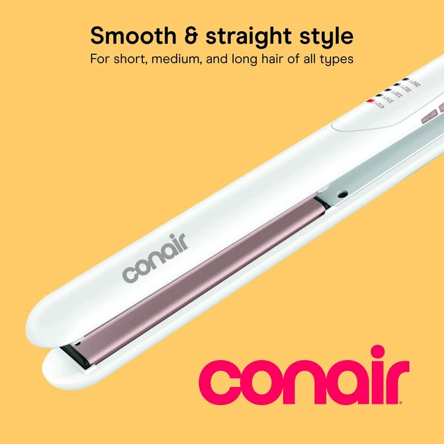 Alt view image 2 of 7 - Double Ceramic Flat Iron, 1-Inch Flat Iron Hair Straightener, Five Heat Settings, Extra Long Floating Plates, White