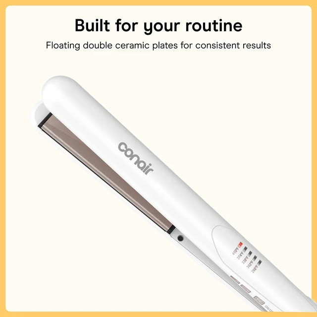 Alt view image 6 of 7 - Double Ceramic Flat Iron, 1-Inch Flat Iron Hair Straightener, Five Heat Settings, Extra Long Floating Plates, White