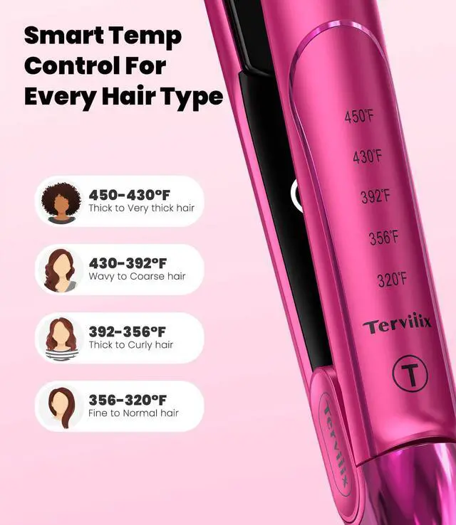 Alt view image 5 of 7 - Plancha De Cabello Profesional, 1 Inch Ceramic Flat Iron, Non-Snagging Plates, 3X Less Damage, 15s Fast Heating | Hair Straightener and Curler 2 in 1, 5 Adjustable Heat Settings, Hot Pink