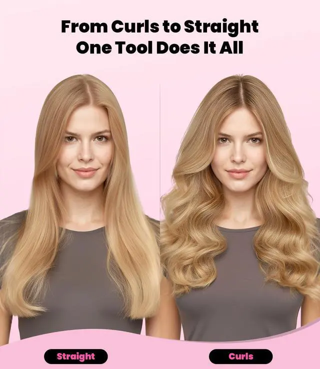 Alt view image 3 of 7 - Plancha De Cabello Profesional, 1 Inch Ceramic Flat Iron, Non-Snagging Plates, 3X Less Damage, 15s Fast Heating | Hair Straightener and Curler 2 in 1, 5 Adjustable Heat Settings, Hot Pink