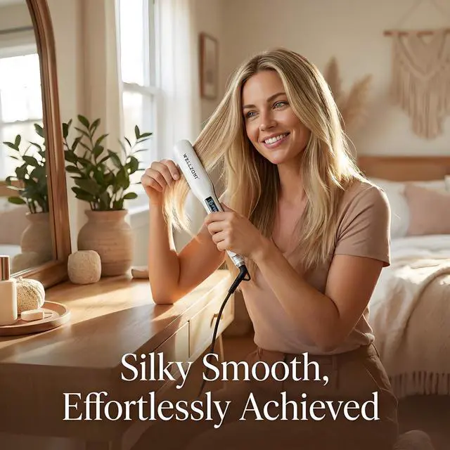 Alt view image 3 of 7 - Flat Iron Hair Straightener - 1.4" Wide Plate, 15s Fast Heating with 37 Temp Settings 122-450°F, Dual Voltage Ionic Ceramic Flat Iron for All Hair Types with Auto Shut-Off
