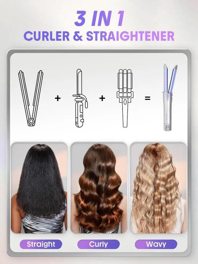 Alt view image 6 of 7 - 360° Airflow 2 in 1 Straightener and Curler Cool Air Curling Iron