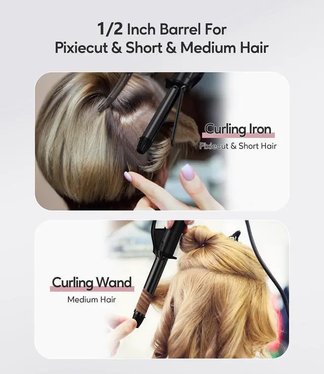 Alt view image 3 of 7 - 1/2 Inch Mini Travel Curling Iron for Short Hair, Auto-Off