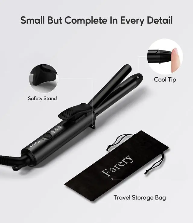 Alt view image 6 of 7 - 1/2 Inch Mini Travel Curling Iron for Short Hair, Auto-Off