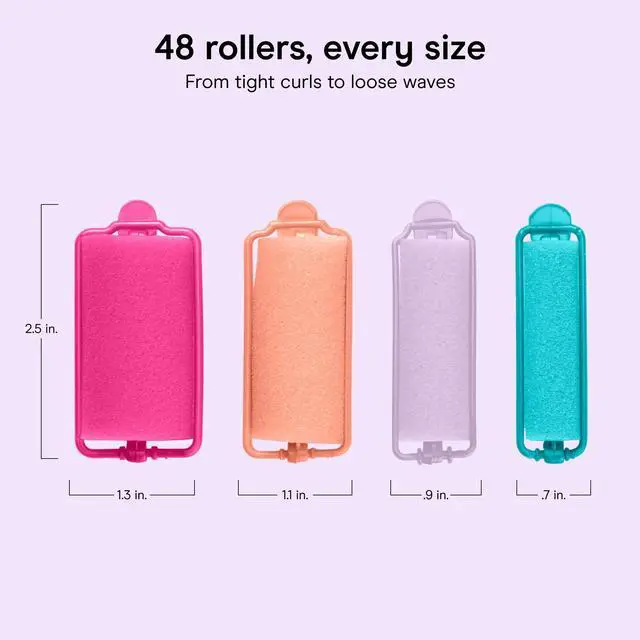 Alt view image 3 of 7 - Hair Rollers for Heatless Curls Overnight, Snap Closures, 48 Count