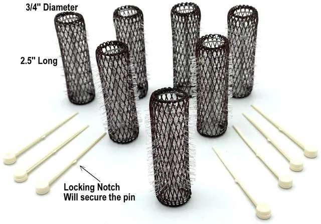 Alt view image 4 of 5 - 14 pc Vintage Style Hair Roller Medium BRUSH ROLLERS & PINS Mesh Hair Curlers With Bristles 2.5"x 3/4", with Flexible Locking Pins