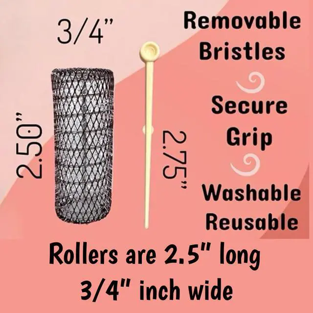 Alt view image 5 of 5 - 14 pc Vintage Style Hair Roller Medium BRUSH ROLLERS & PINS Mesh Hair Curlers With Bristles 2.5"x 3/4", with Flexible Locking Pins