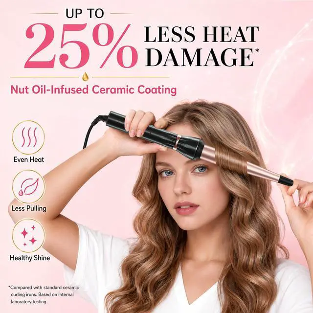 Alt view image 2 of 7 - Curling Wand 1/21 Inch Tapered Curling Iron, Ceramic Curling Wand Clamp-Free Hair Curler for Tight Curls, Beach Waves, Spiral & Ringlet Curls, Dual Voltage Travel Styling, 2 Heat Settings