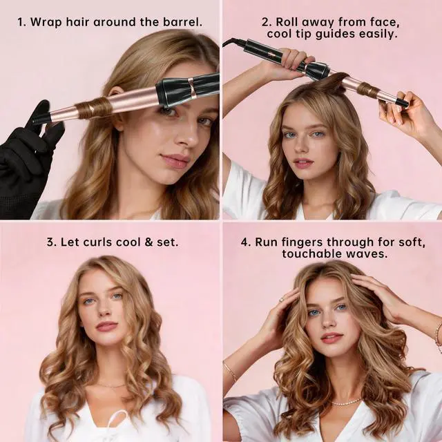 Alt view image 6 of 7 - Curling Wand 1/21 Inch Tapered Curling Iron, Ceramic Curling Wand Clamp-Free Hair Curler for Tight Curls, Beach Waves, Spiral & Ringlet Curls, Dual Voltage Travel Styling, 2 Heat Settings