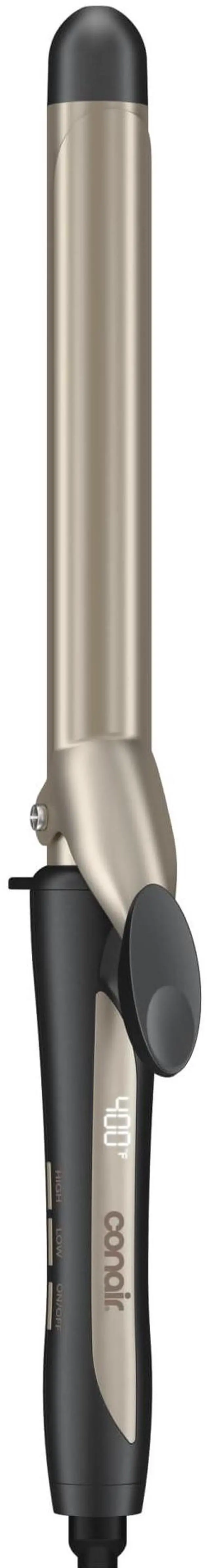 Main image of Tourmaline Ceramic 1-Inch Curling Iron, Clamp Curling Iron, 1-Inch Barrel Produces Classic Curls, Hair Curler for Use on Short, Medium, and Long Hair, Champagne/Gray