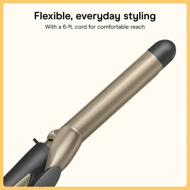 Alt view image 6 of 7 - Tourmaline Ceramic 1-Inch Curling Iron, Clamp Curling Iron, 1-Inch Barrel Produces Classic Curls, Hair Curler for Use on Short, Medium, and Long Hair, Champagne/Gray
