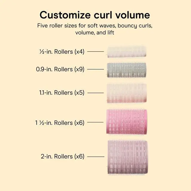 Alt view image 4 of 7 - Heatless Curls Hair Roller - 31 Count, Assorted sizes & Colors - Pink, Gray & Purple - Overnight Curl Rollers w/storage case
