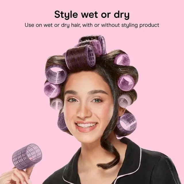 Alt view image 5 of 7 - Heatless Curls Hair Roller - 31 Count, Assorted sizes & Colors - Pink, Gray & Purple - Overnight Curl Rollers w/storage case