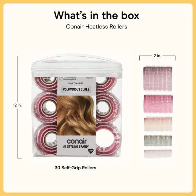 Alt view image 7 of 7 - Heatless Curls Hair Roller - 31 Count, Assorted sizes & Colors - Pink, Gray & Purple - Overnight Curl Rollers w/storage case