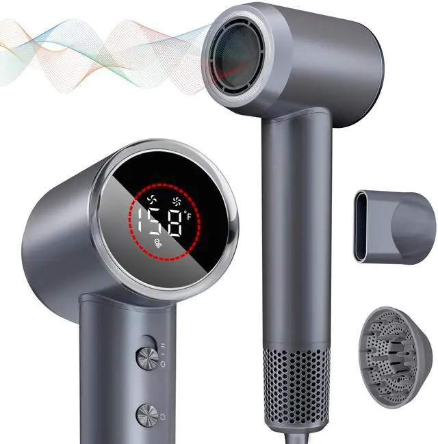 Main image of Hair Dryer, 160000 RPM Professional High Speed Ionic Blow Dryer 200 Million Negative Ions & Heat-Control & Low Noise Hairdryer with Magnetic Diffuser for Faster Drying All Hair Types, No Heat Damage