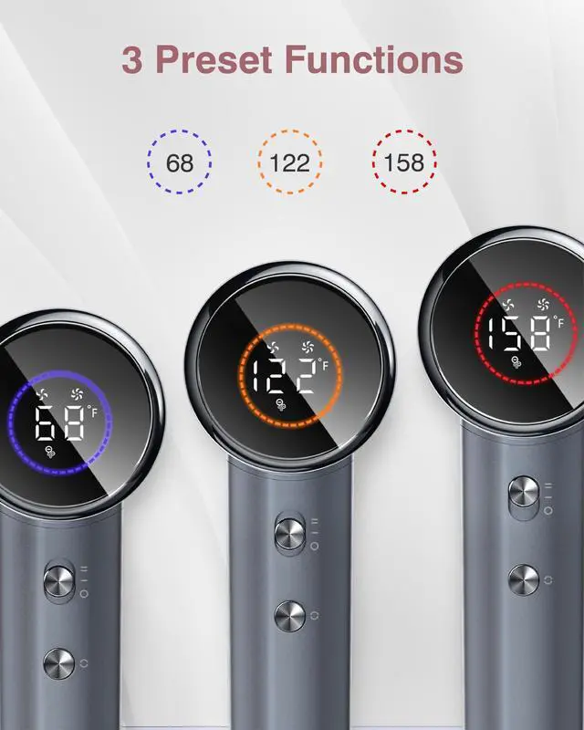 Alt view image 3 of 6 - Hair Dryer, 160000 RPM Professional High Speed Ionic Blow Dryer 200 Million Negative Ions & Heat-Control & Low Noise Hairdryer with Magnetic Diffuser for Faster Drying All Hair Types, No Heat Damage