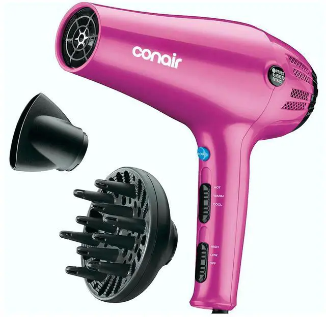 Main image of Hair Dryer with Diffuser and Concentrator, 1875W, Pink